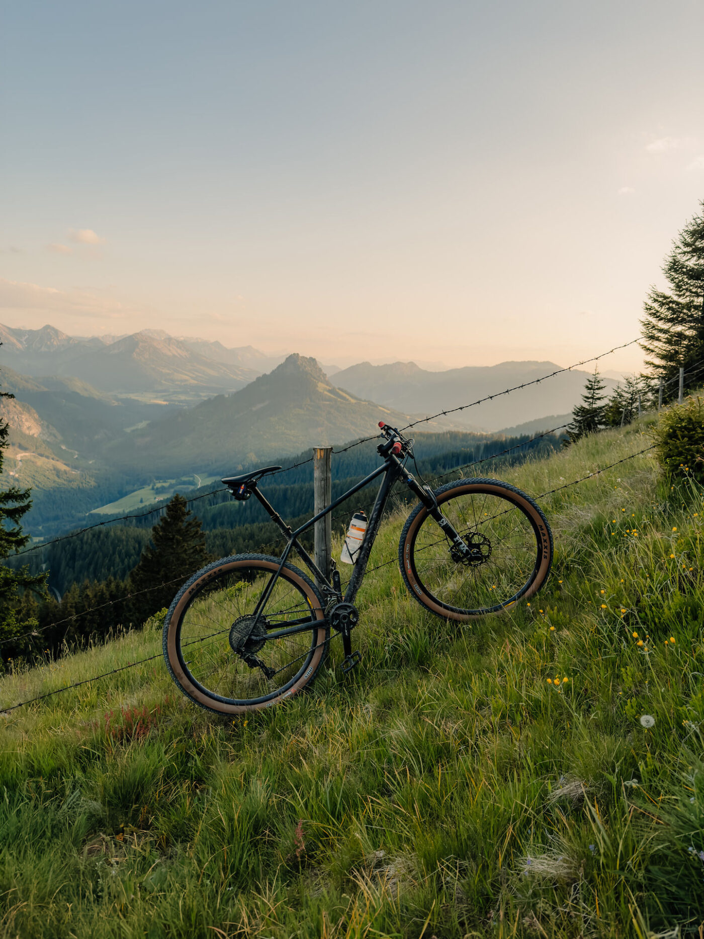 Mountainbike mit Bergkulisse im Hintergrund