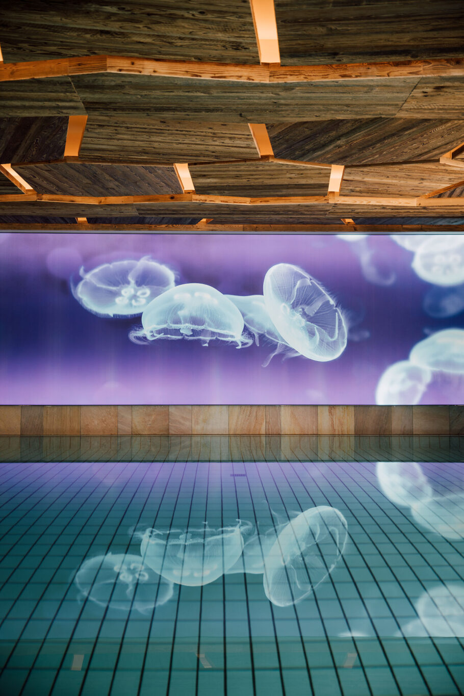 Jungbrunn Hallenbad mit beeindruckender Quallenanimation an der Wand